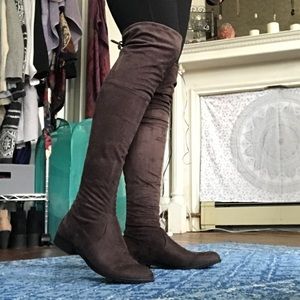 Grey thigh high boots size 9